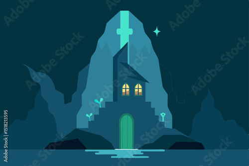 church in the moonlight