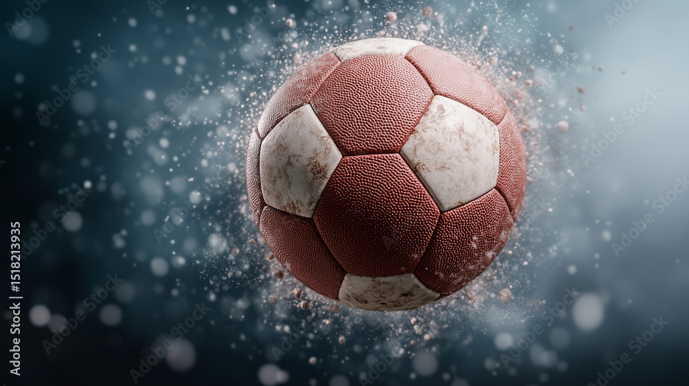 Fototapeta premium Soccer ball splashing in water with dynamic motion effects 