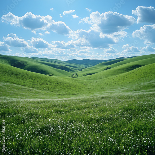 green field and blue sky
