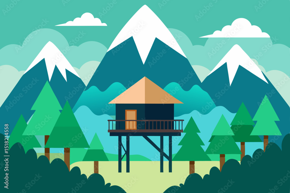 Naklejka premium house in the mountains