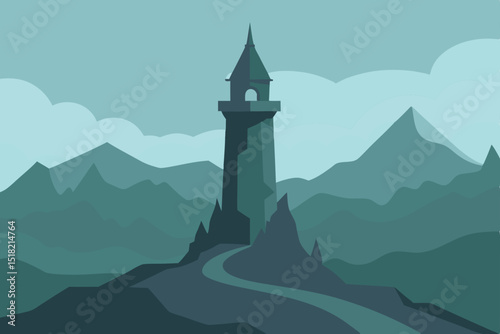 church in the mountains vector illustration
