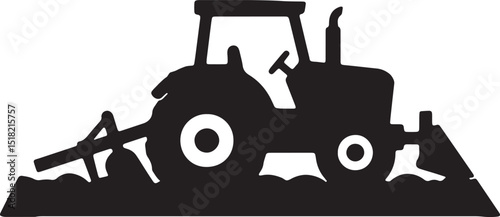 Classic Tractor Silhouette Farm Equipment Illustration