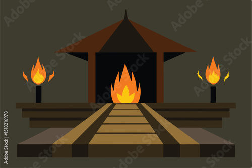 vector illustration of a burning stove