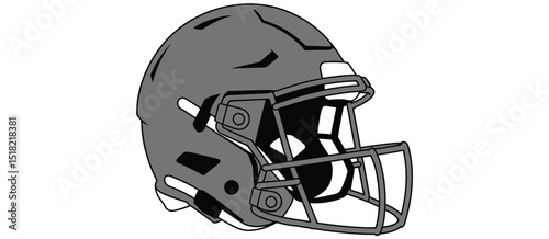 Gray American Football Helmet Side View Illustration