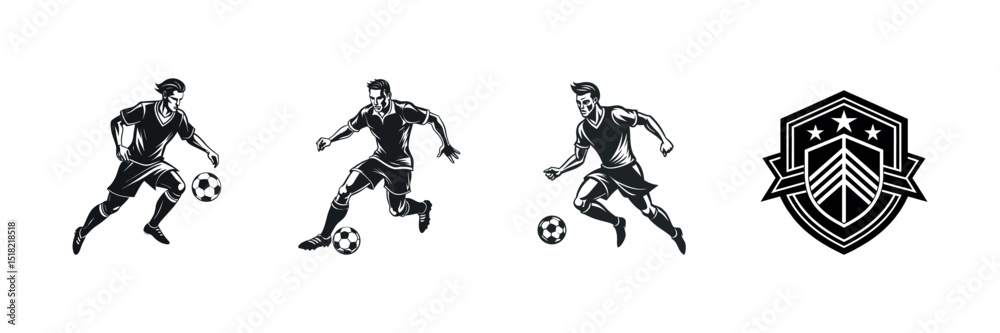 Obraz premium Fantasy Football Vector Design Player Silhouettes & Game Elements