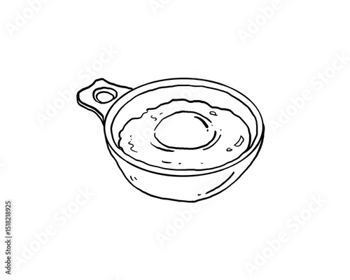 minimalist Line Art of Poached Egg in Bowl outline simple.