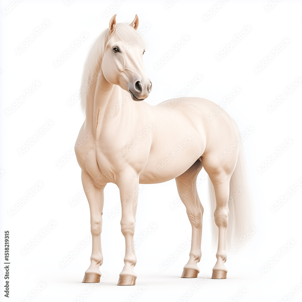 Obraz premium Majestic white horse standing in a neutral background