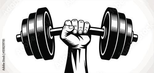 Strong Arm Lifting Heavy Dumbbell Weightlifting Exercise