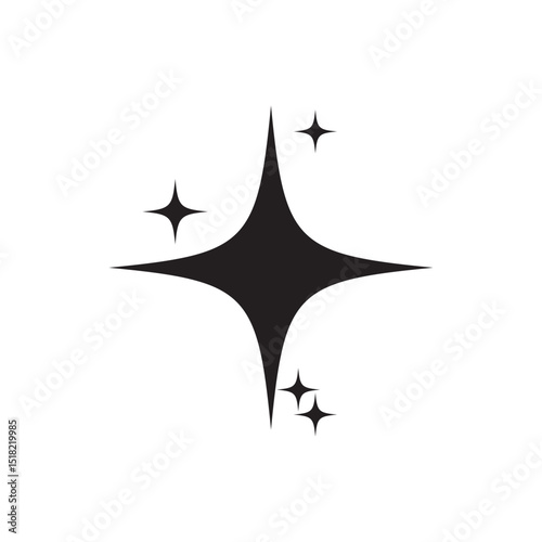  sparkle star icon set. simple star burst symbol. transparent png and vector illustration.