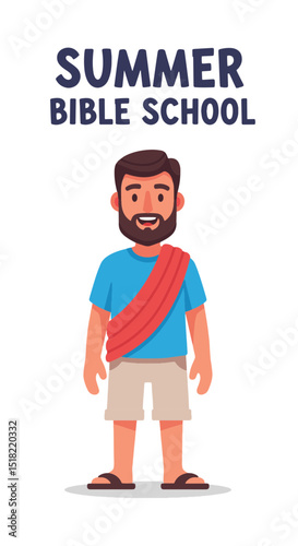 Summer Bible School Vertical Banner with Disciple Character Jesus
