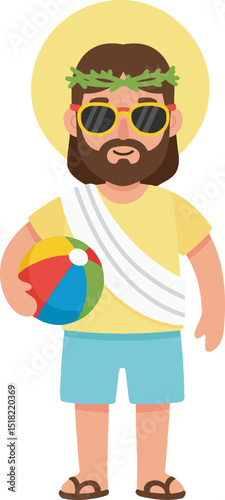 Jesus Character with Halo Holding a Ball, VBS Sports