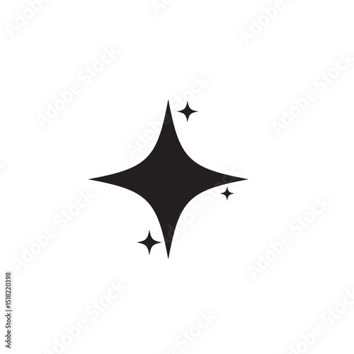 Four pointed star shapes suggesting sparkle or cleanliness in solid black