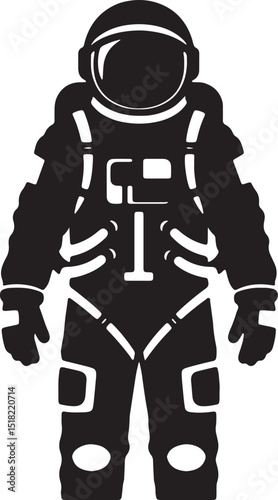 Astronaut Spaceman Silhouette Bold Vector Illustration for Space Exploration Designs
