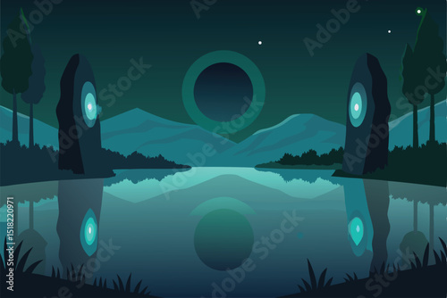 night landscape with moon background