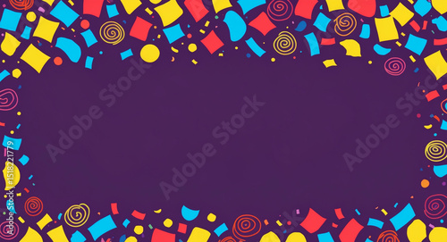 Festive Confetti Banner on Purple Background