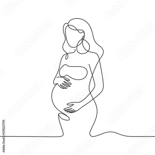 Elegant One Line Drawing of Pregnant Woman