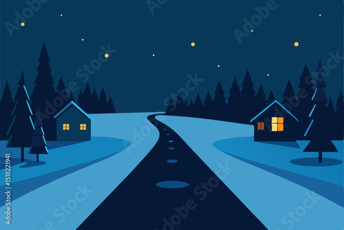 winter landscape with houses background