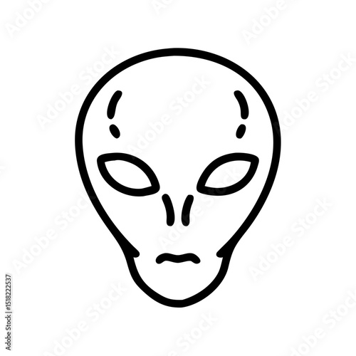 Simple alien head icon. Detailed alien head illustration perfect for science fiction movie posters. This alien head graphic is ideal for use as an app icon or website design element.