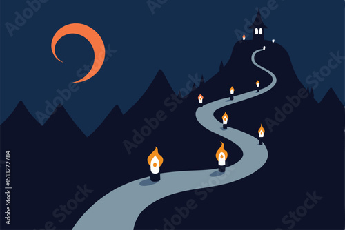 vector illustration of a burning candle