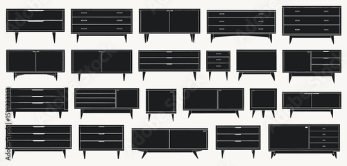 Collection of Mid Century Modern Style Cabinets and Drawers
