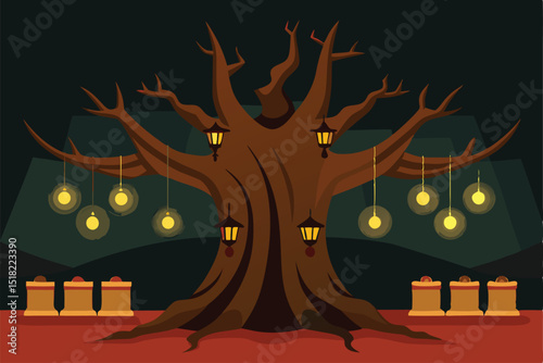christmas tree in the night background
