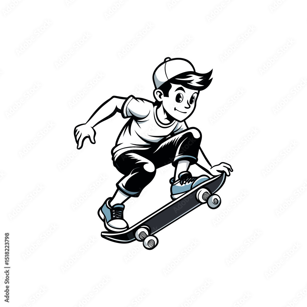 Obraz premium Fancy Skater Boy Vector Urban Street Style Skateboarding Clipart, illustration Design