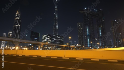Scenery of a Downtown District during Night Time