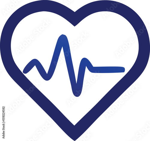 Heart rate monitor icon blue heartbeat graphic design element