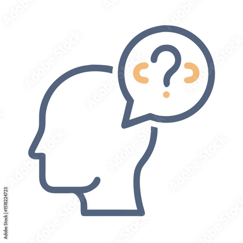 A silhouette of a human head with a question mark symbolizes thinking and the concept of an idea or puzzle