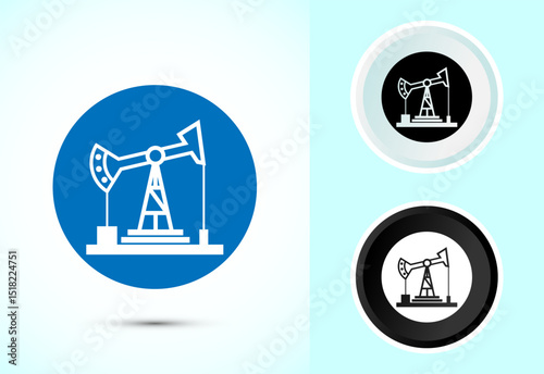 Oil pump icon design illustration, Industrial icon sign in color, black and white