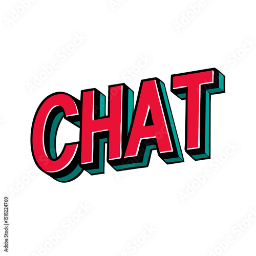 A vibrant 3D render illustrating a 'Chat' word  for  marketing or business promotions