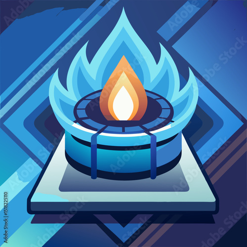 Gas Burner with Blue Flames – Domestic Energy Icon