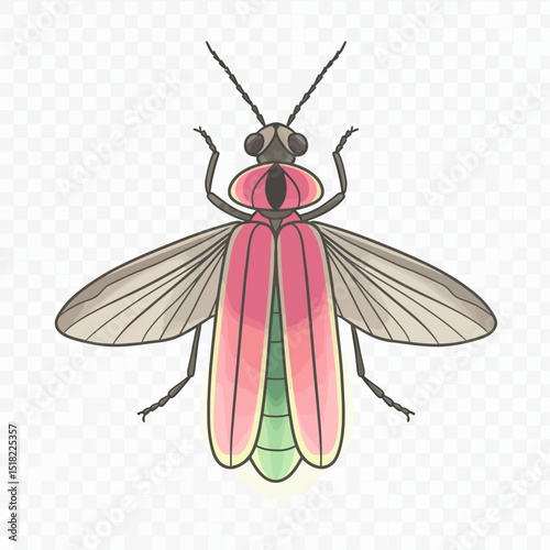 Colorful and Fascinating Firefly Insect in Detailed Vector Image