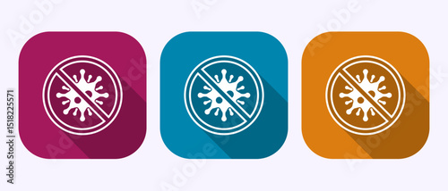 Antibacterial icon design illustration, Hygiene label symbol in shadow button design