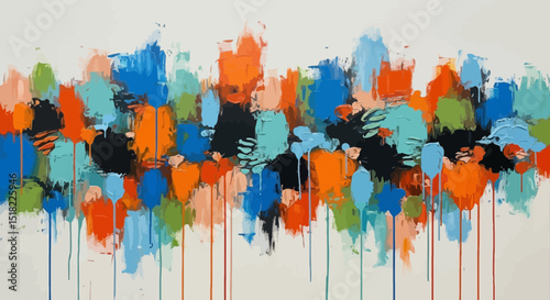 Abstract Expressionism with Vivid Colors Painting on Canvas Art