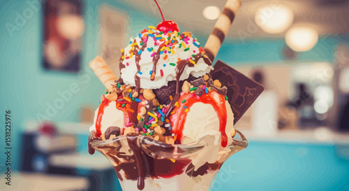 Indulgent Ice Cream Sundae Delight Sweet Temptation Treat