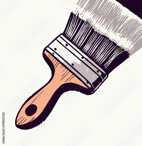 Paint Brush with White Paint Stroke Illustration
