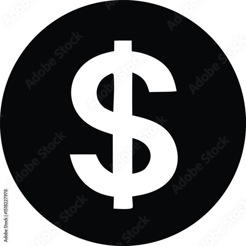 Black circle with white dollar sign simple financial icon