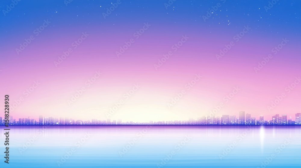 Fototapeta premium Dusk Twilight cityscape with office lights illuminating the urban horizon.