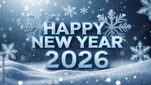 Cool Winter Wonderland Happy New Year 2026 – Icy Blue & Silver Theme