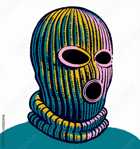 Colorful Knitted Balaclava Illustration