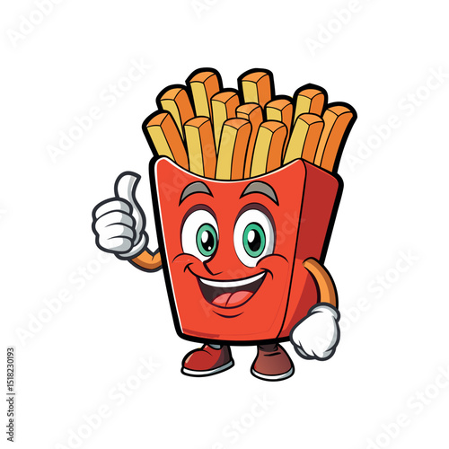 Cartoon French Fries Vector Snack Food, Meal Icon, and Fast Food Logo