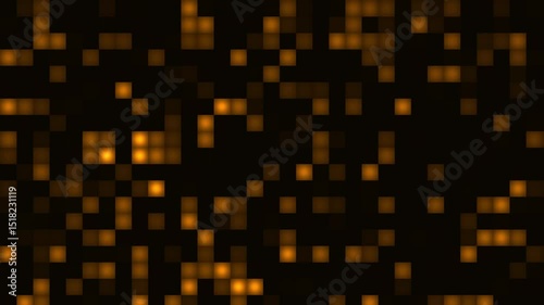 animated digital grid: glowing orange pixels on dark background - motion graphics element
