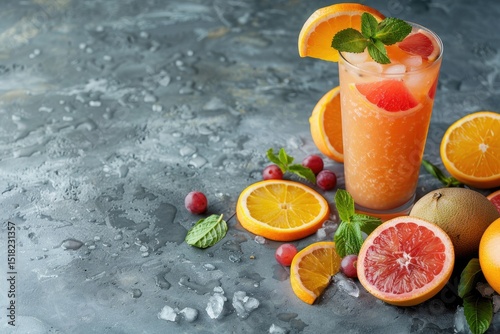 Flawless Image of Natural Smoothie of Orange and Grapefruit