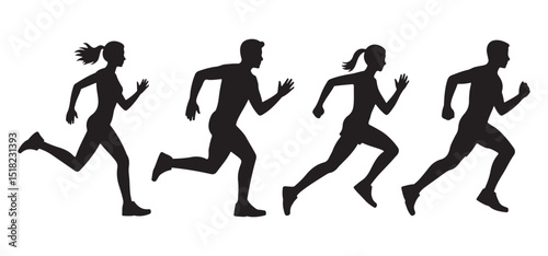Sports Activity Silhouettes – Set of Running Icons for Athletics, Health, and Fitness Projects