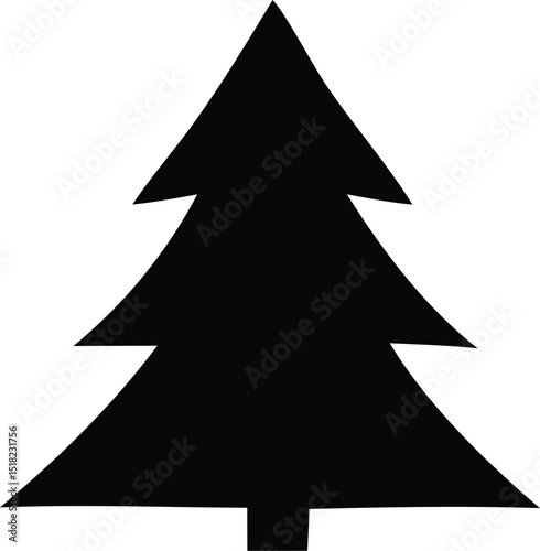 Simple black silhouette of a conical evergreen tree