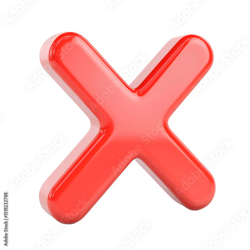 A vibrant, glossy red 'X' stands out against a stark black background, a visual representation of negation or deletion with modern appeal.