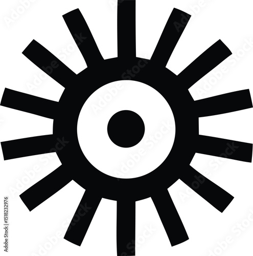 Abstract black and white sunburst eye design graphic