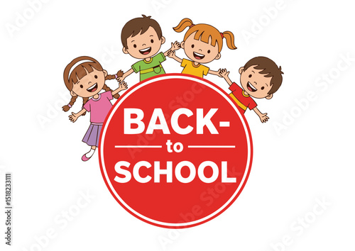 Back to School  Excited Kids Celebrating the Return to Education,  Learning, and New Adventures