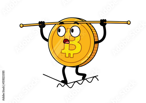 Cryptocurrency Market Volatility A Digital Coin's Precarious Balancing Act - Illustration